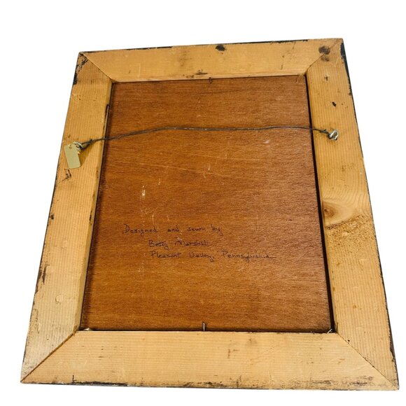 HANDMADE Wooden Framed Fabric Quilt pattern Country Farm Folk Wall Art - Picture 8 of 13